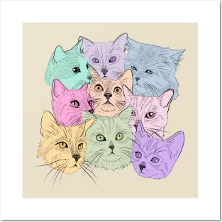 Pastel Cat Portraits Posters and Art